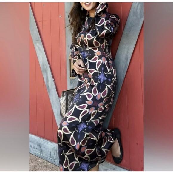 ZARA BLOGGER FAVORITE PRINTED MIDI DRESS MULTICOLORED - Picture 5 of 14